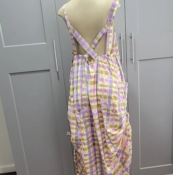 Daily Practice Plaid Halter Midi Dress in Lavender and Yellow - Picture 11 of 14